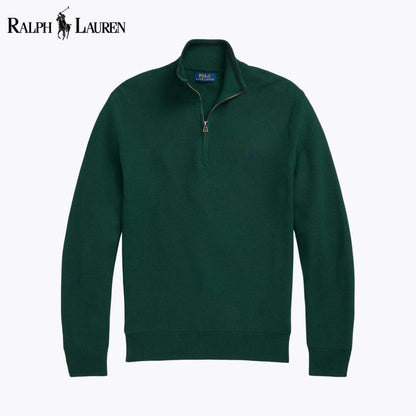 RL Mesh-Knit Cotton Quarter-Zip Sweater